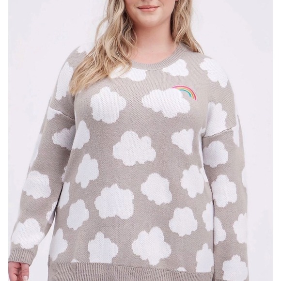 torrid Sweaters - TORRID Rainbow Cloud Crewneck Sweater Plus Woman 3 ( 22-24) Gray Cozy Casual